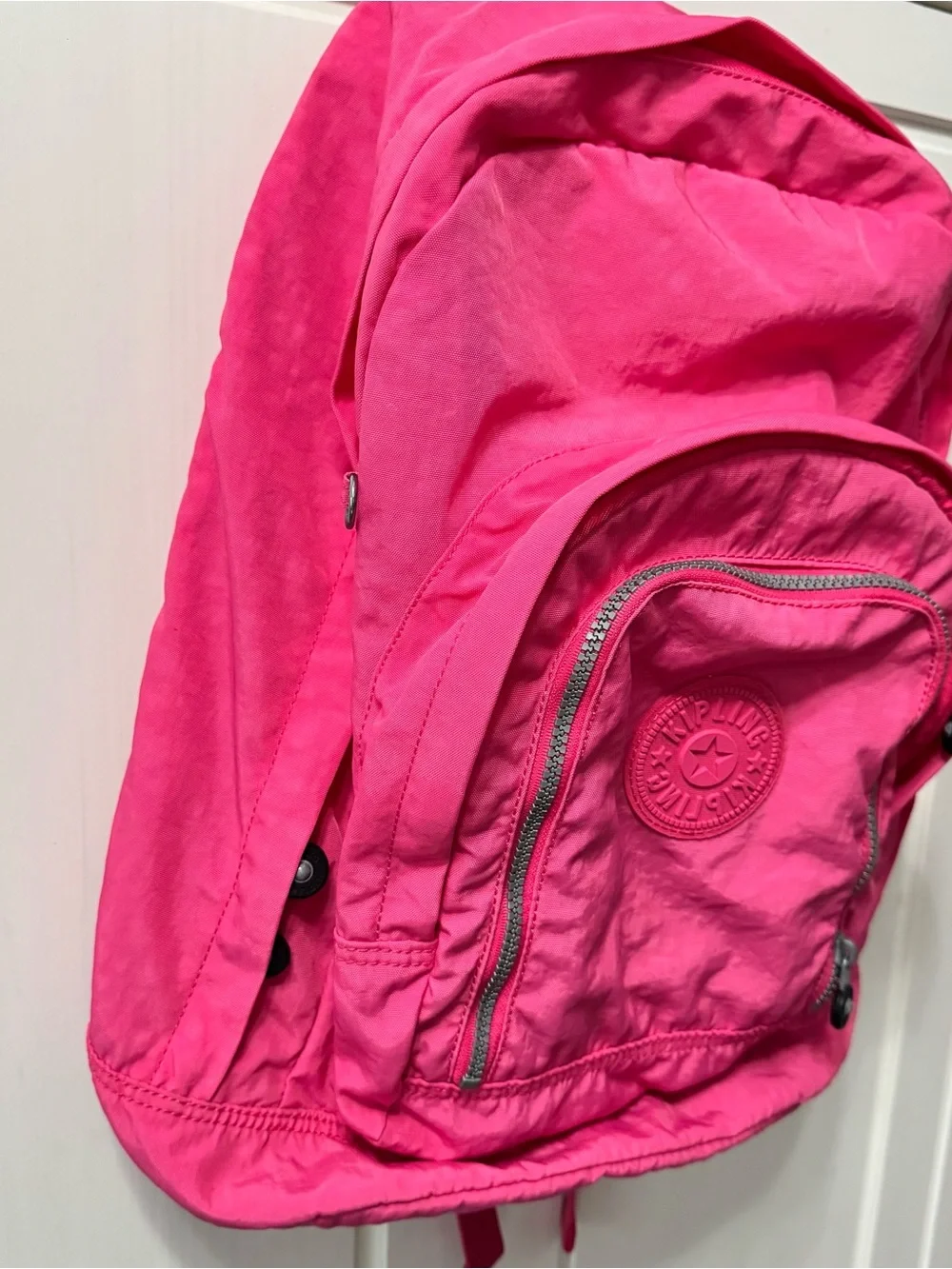 Kipling Hot Pink Expandable Nylon Backpack